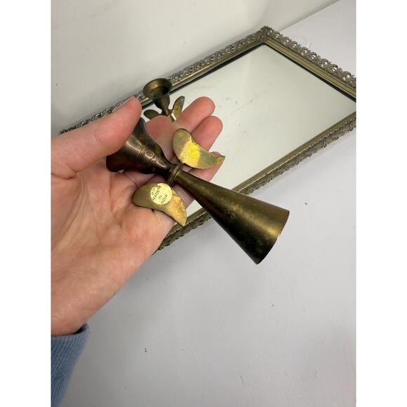 Vintage Brass Angels Candle Stick Holder Set | Vintage Candle Holder | Vintage C - Picture 7 of 10